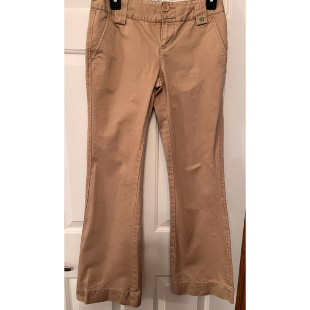 Aeropostale Tan Jeans Size 1/2 Green‎ Butterfly 29 1/2” x 13 1/2” x 8” Rise